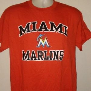 MLB Miami Marlins Tee T Shirt Sz M Medium Orange